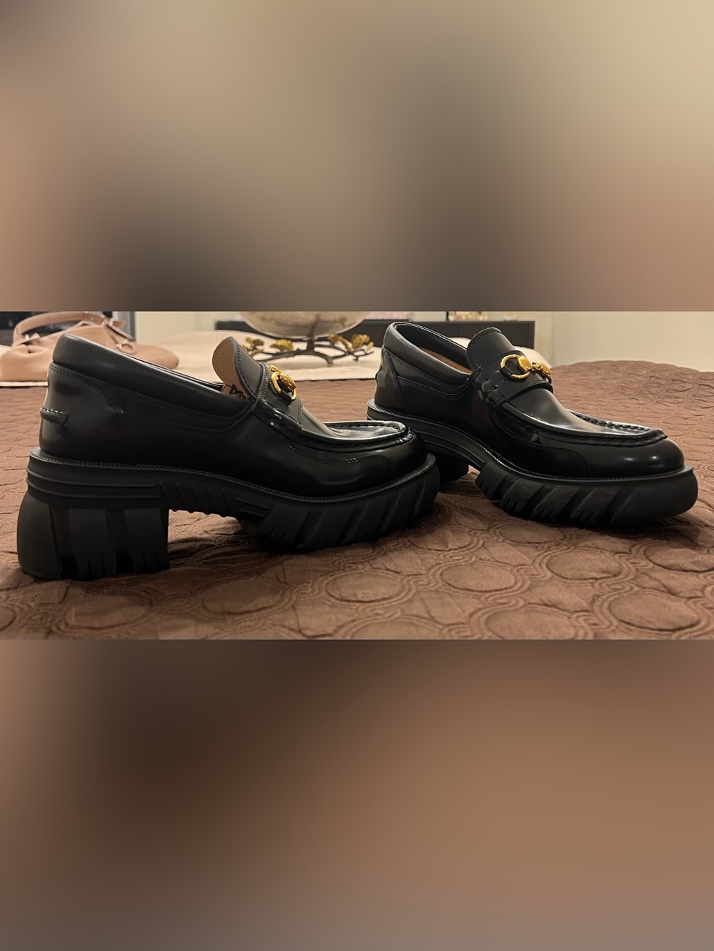 Gucci Women’s Black Patent Leather Chunky Loafers